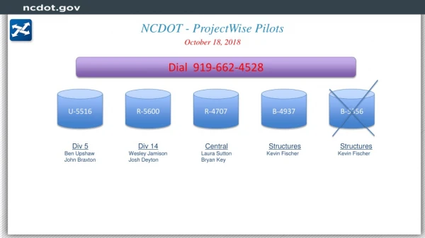 NCDOT - ProjectWise Pilots October 18, 2018