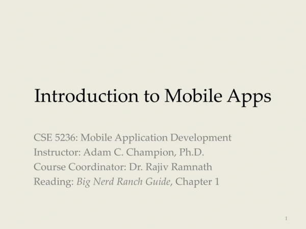 Introduction to Mobile Apps