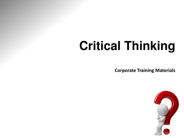 Critical Thinking Corporate Training Materials