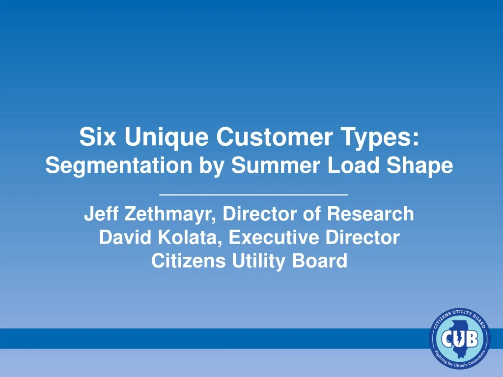 six unique customer types segmentation by summer