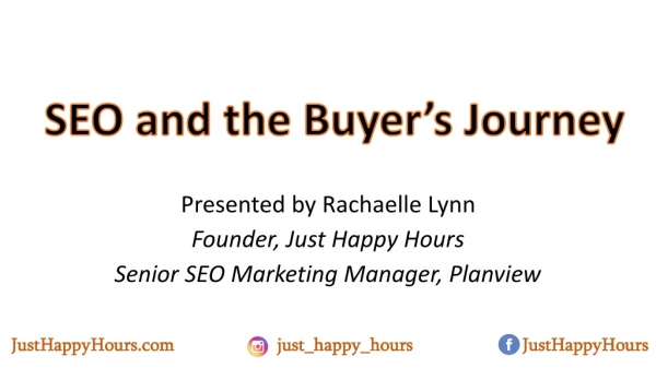 Presented by Rachaelle Lynn Founder, Just Happy Hours Senior SEO Marketing Manager, Planview