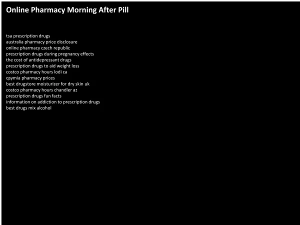 Online Pharmacy Morning After Pill