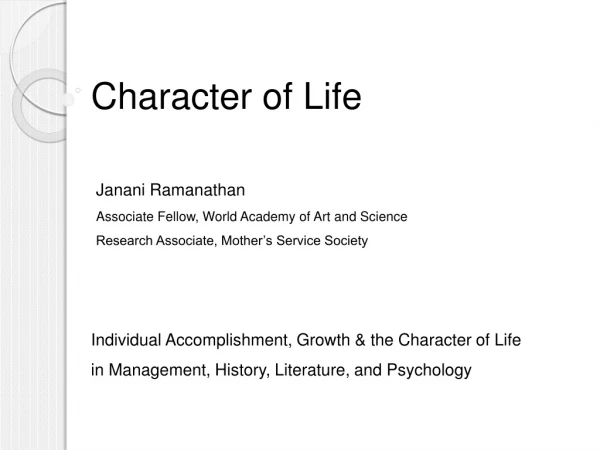 Character of Life