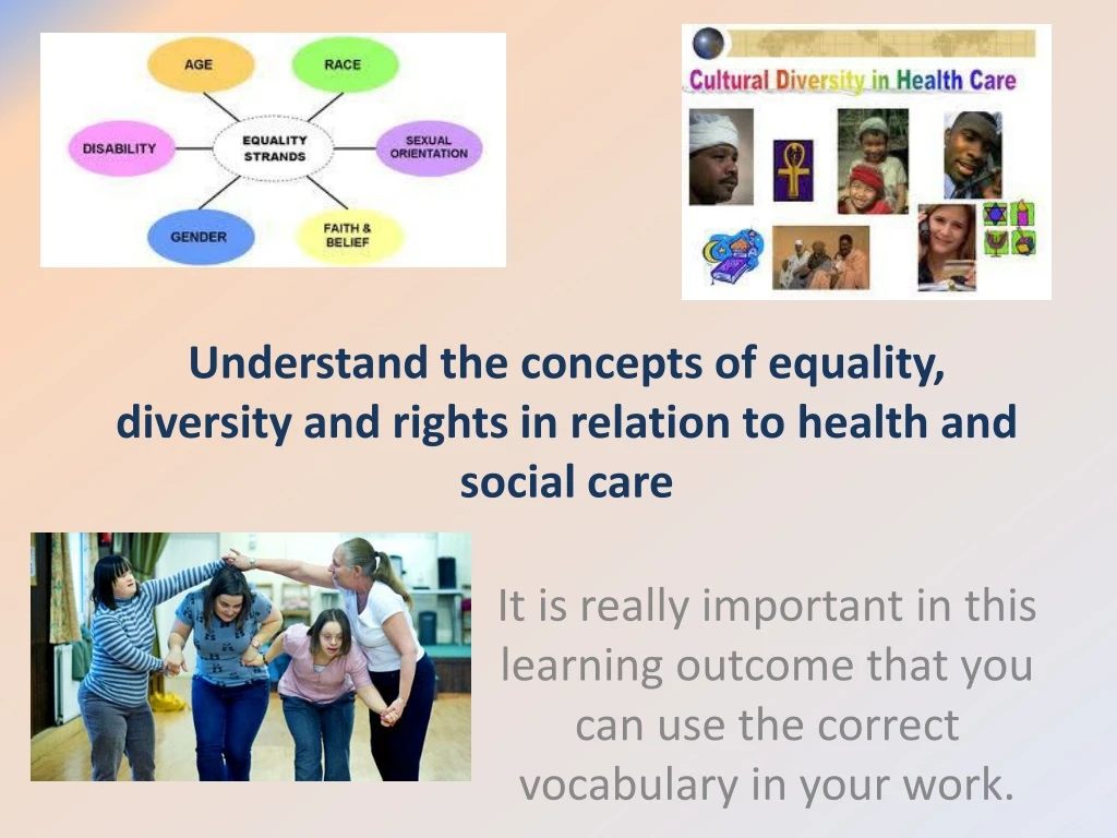 understand the concepts of equality diversity and rights in relation to health and social care