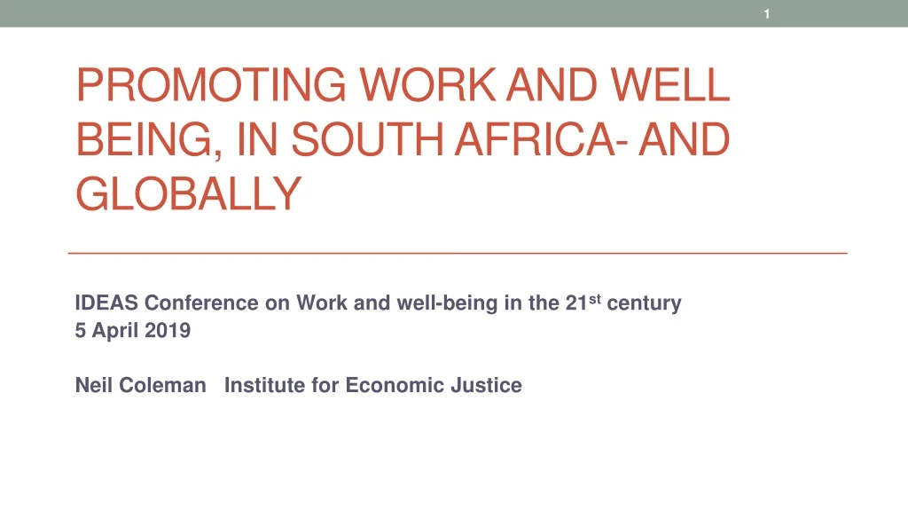 promoting work and well being in south africa and globally