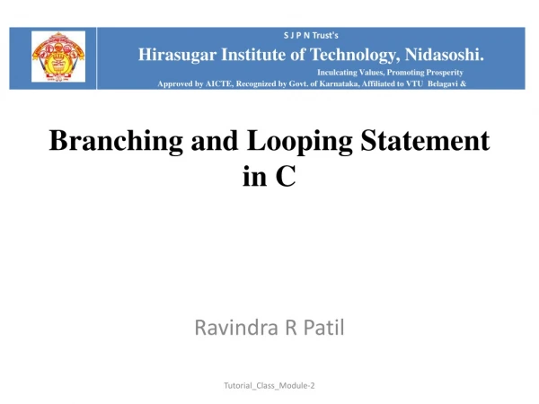 Branching and Looping Statement in C