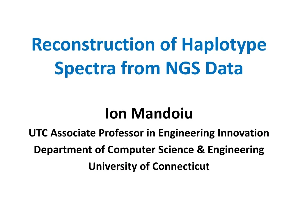 reconstruction of haplotype spectra from ngs data