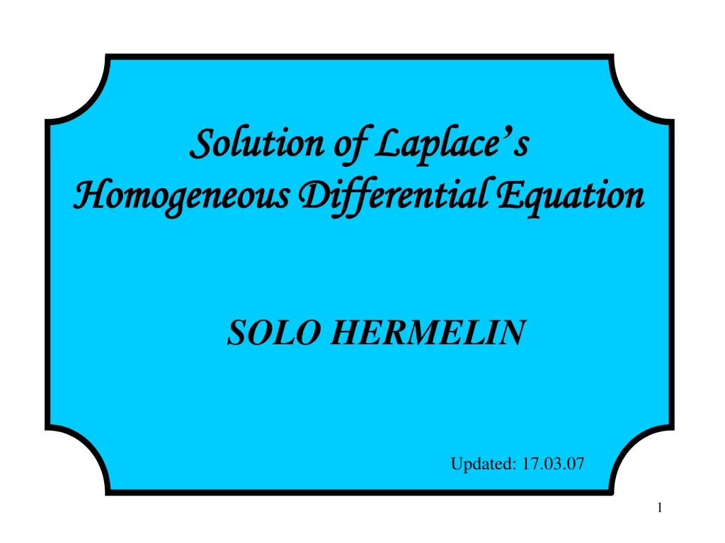 solution of laplace s homogeneous differential