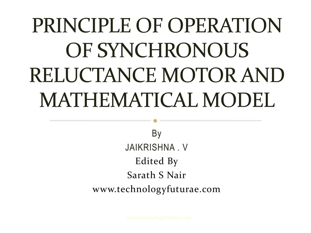 principle of operation of synchronous reluctance motor and mathematical model