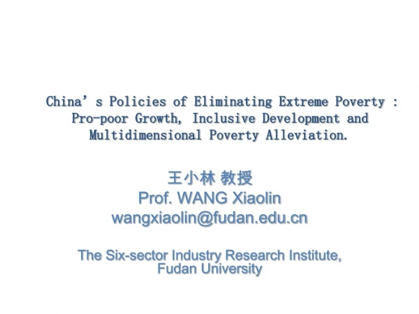 王小林 教授 Prof. WANG Xiaolin wangxiaolin@fudan