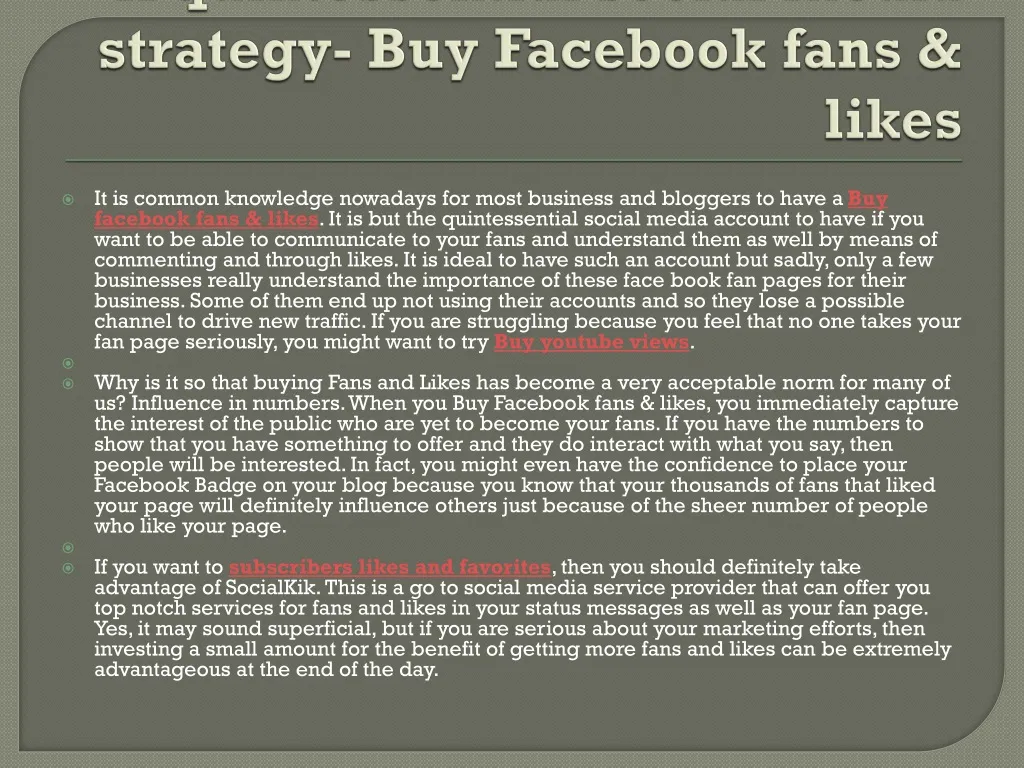 a quintessential social media strategy buy facebook fans likes