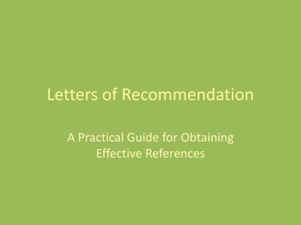 Letters of Recommendation