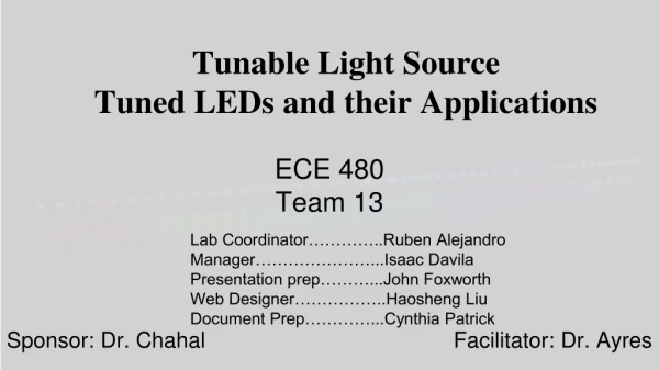 Tunable Light Source Tuned LEDs and their Applications