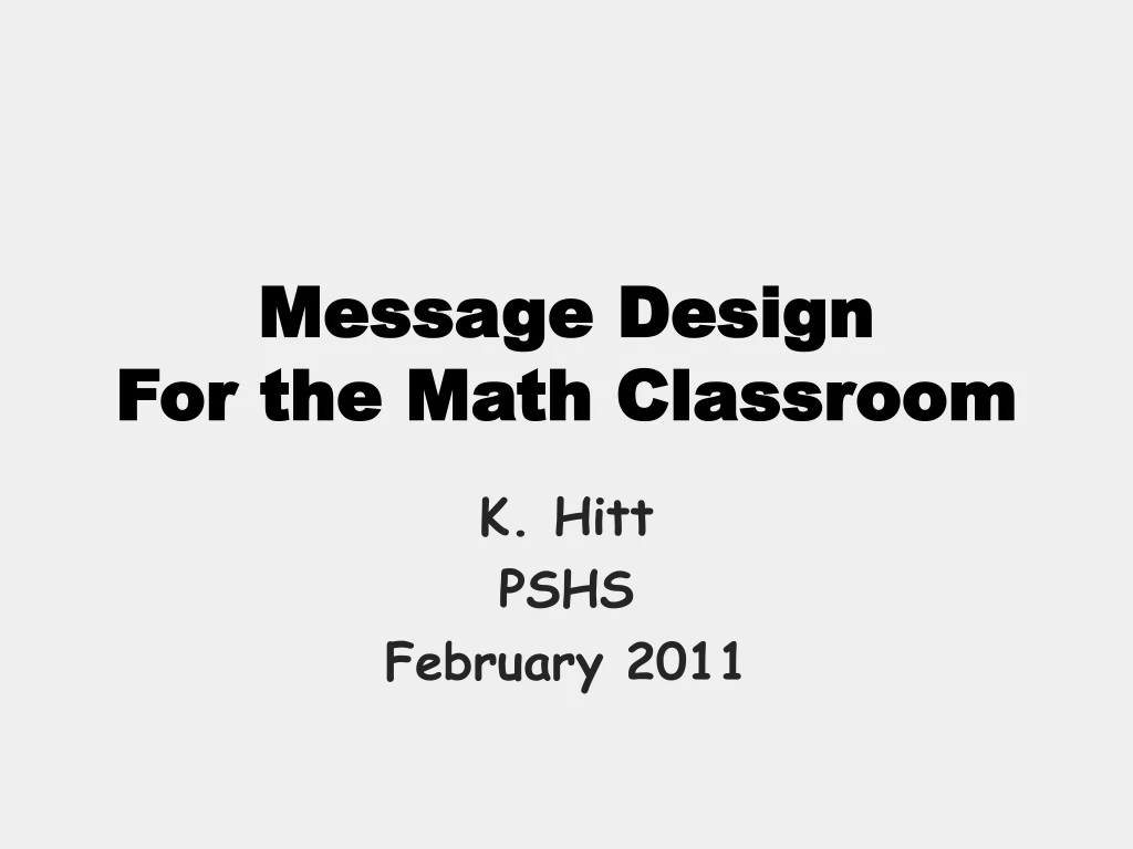 message design for the math classroom