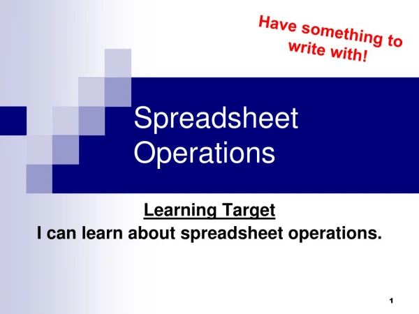 Spreadsheet Operations