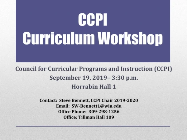 CCPI Curriculum Workshop