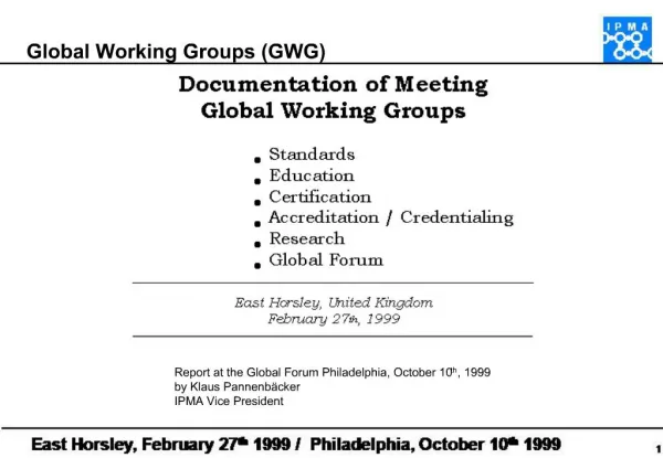 Global Working Groups GWG