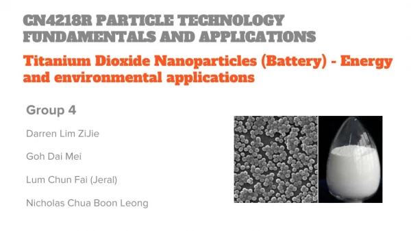 CN4218R PARTICLE TECHNOLOGY FUNDAMENTALS AND APPLICATIONS