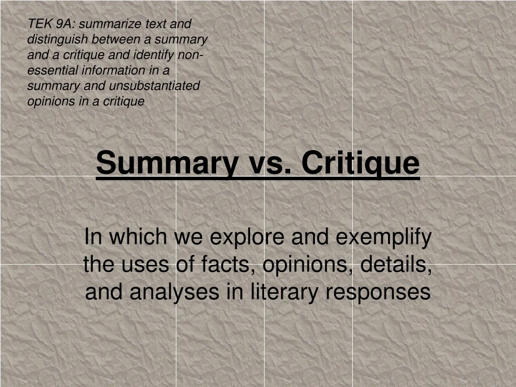 summary vs critique