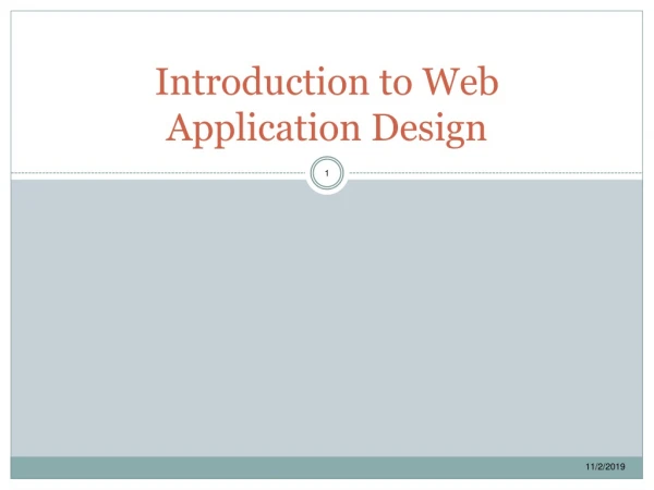 Introduction to Web Application Design
