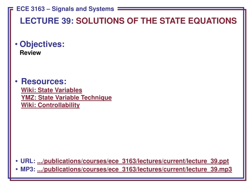 lecture 39 solutions of the state equations