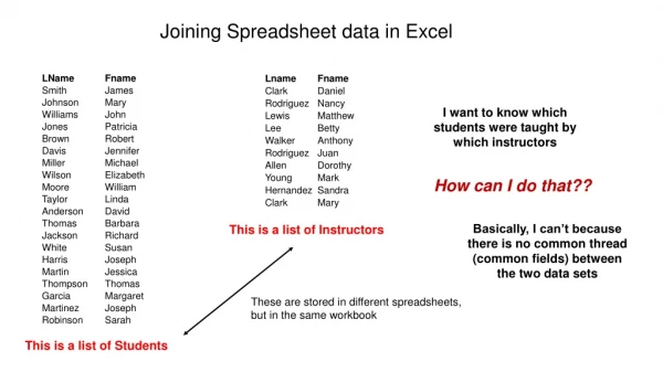 Joining Spreadsheet data in Excel