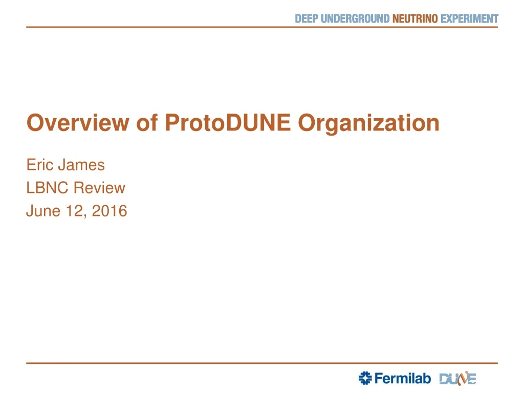 overview of protodune organization