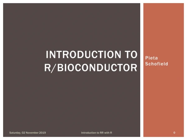 Introduction to R/Bioconductor