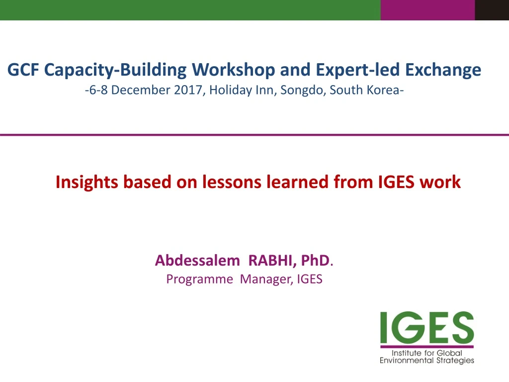 gcf capacity building workshop and expert