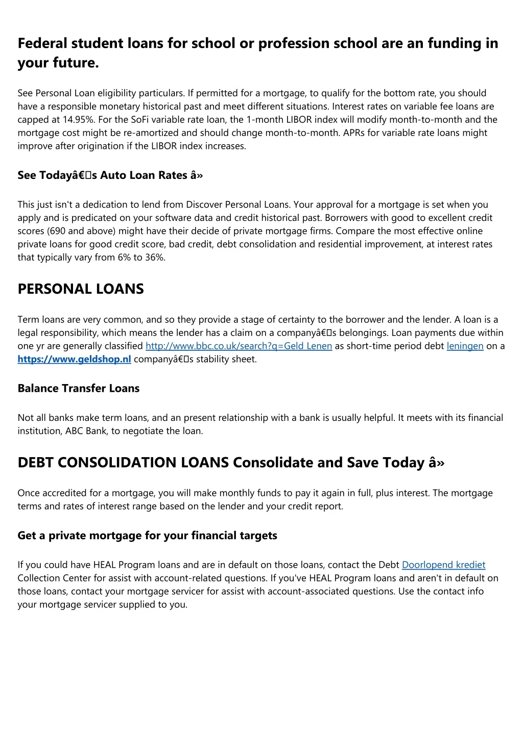 federal student loans for school or profession