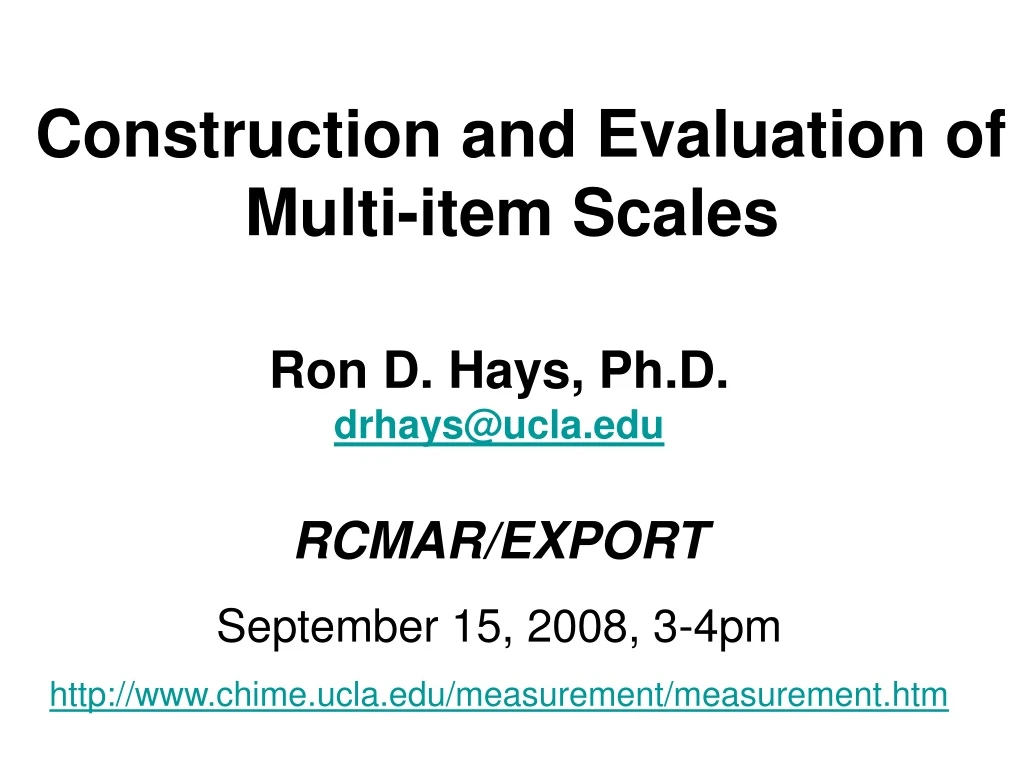 construction and evaluation of multi item scales