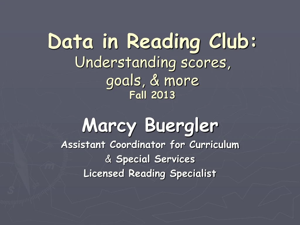data in reading club understanding scores goals more fall 2013
