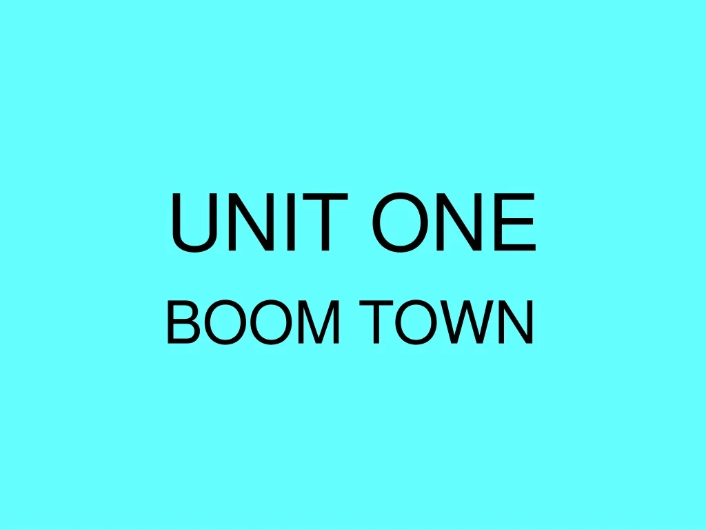 unit one
