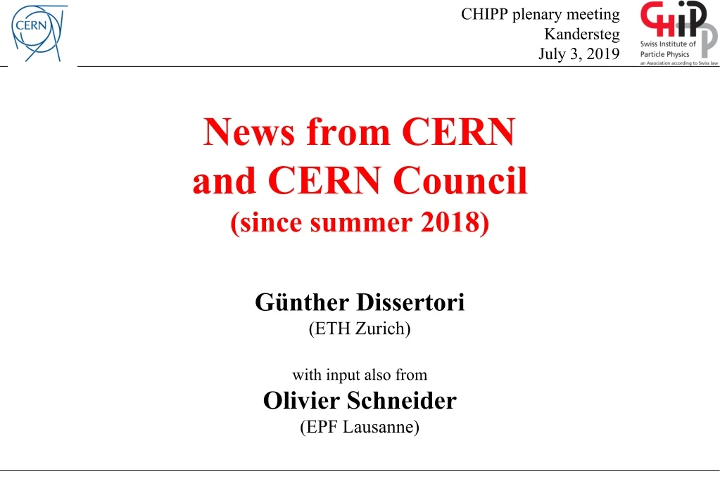 news from cern and cern council since summer 2018