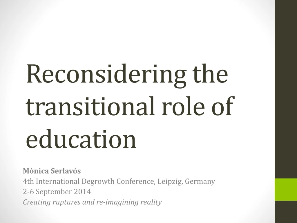 reconsidering the transitional role of education