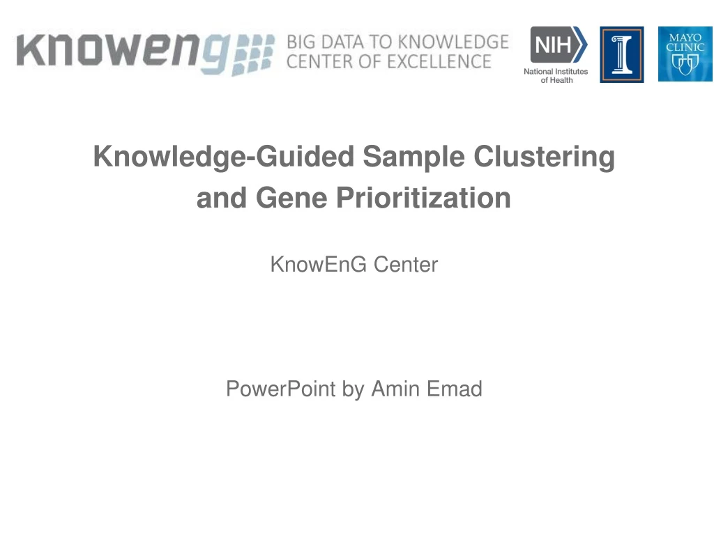 knowledge guided sample clustering and gene prioritization knoweng center powerpoint by amin emad