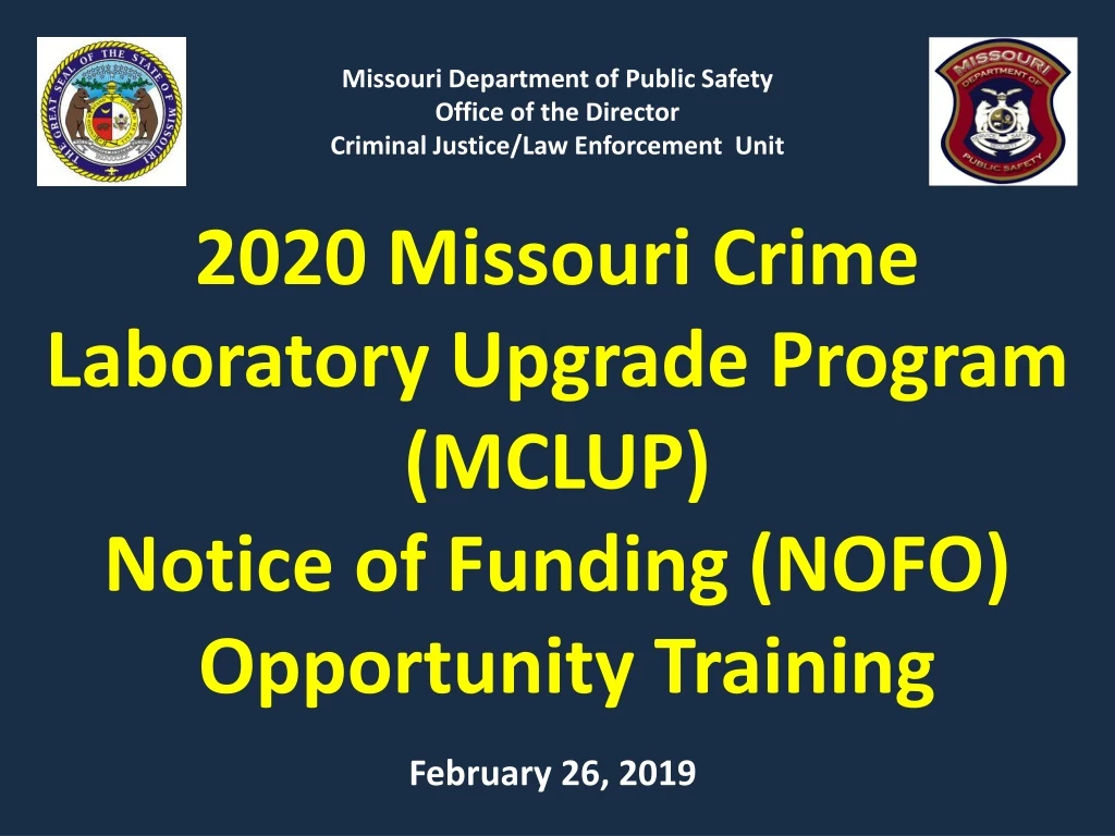 2020 missouri crime laboratory upgrade program mclup notice of funding nofo opportunity training