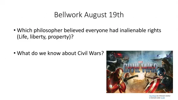Bellwork August 19th