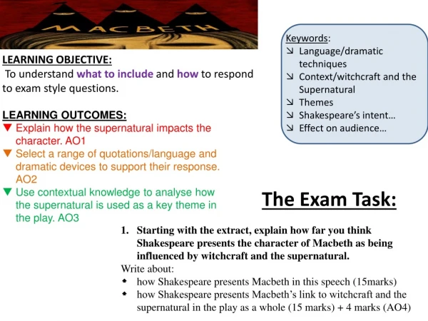LEARNING OBJECTIVE: To understand what to include and how to respond to exam style questions.