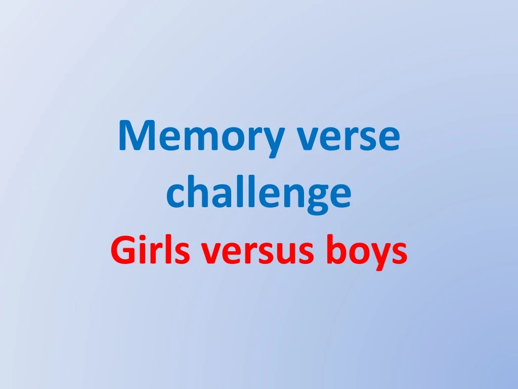 memory verse challenge