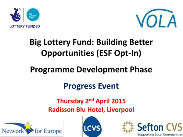 Big Lottery Fund: Building Better Opportunities (ESF Opt-In) Programme Development Phase