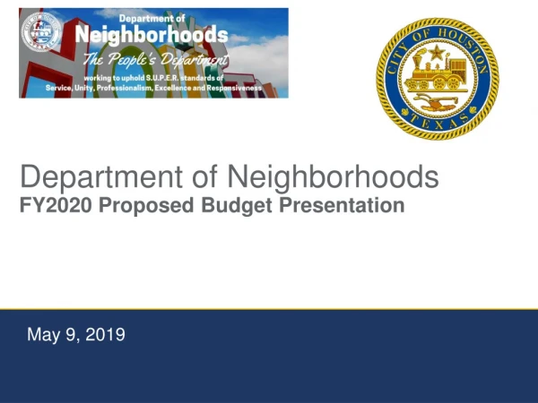 Department of Neighborhoods FY2020 Proposed Budget Presentation