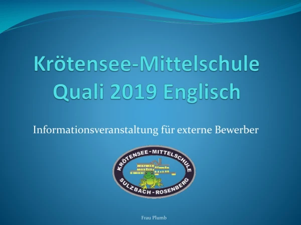 Krötensee-Mittelschule Quali 2019 Englisch