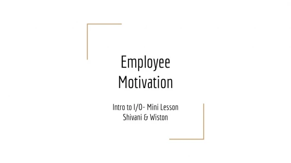 Employee Motivation