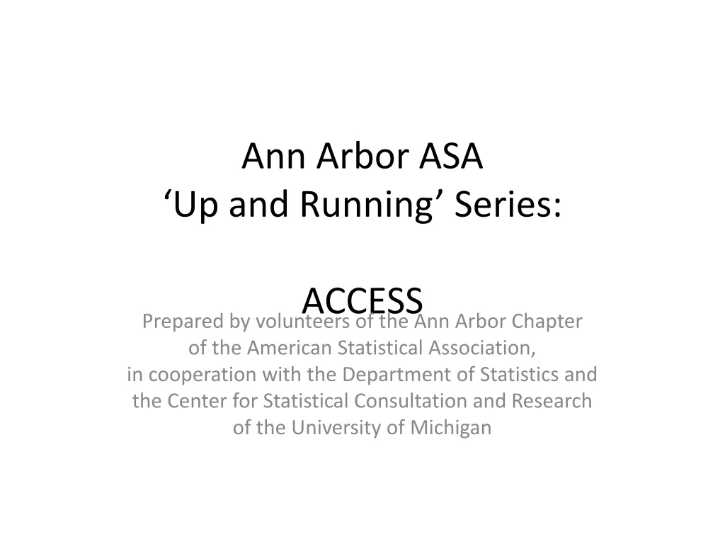ann arbor asa up and running series access