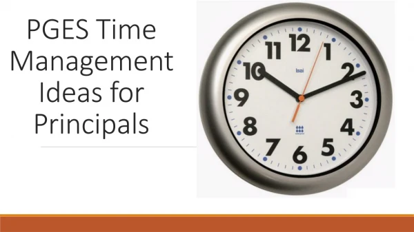 PGES Time Management Ideas for Principals