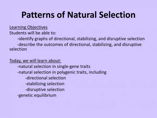 Patterns of Natural Selection