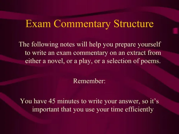 Exam Commentary Structure