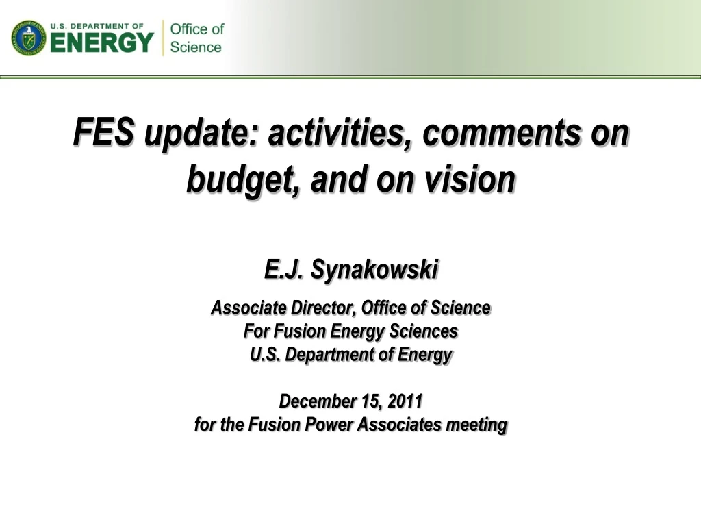 fes update activities comments on budget