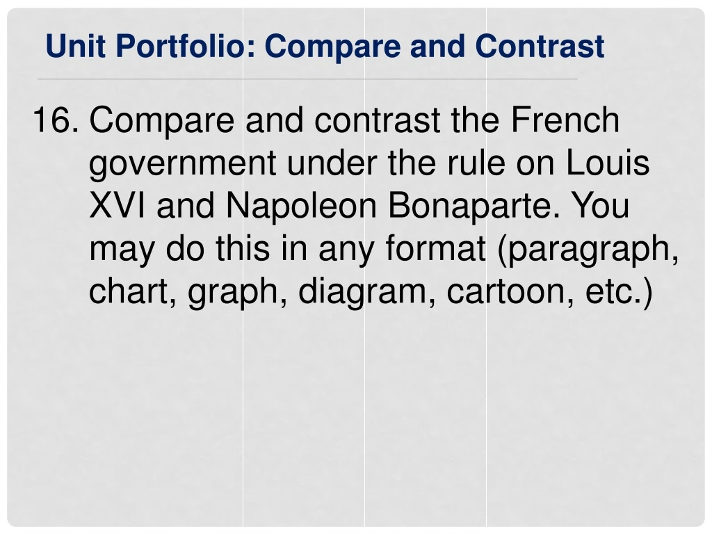 unit portfolio compare and contrast